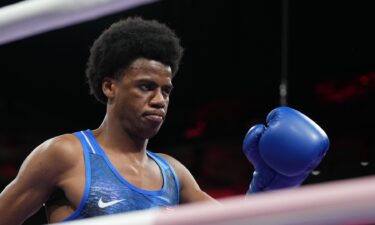 Roscoe Hill boxing at the Paris Olympics