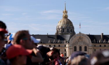 Hotel des Invalides is seen from the arena during archery at the Paris Games