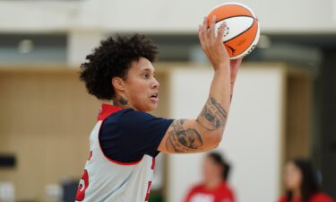 Brittney Griner warms up during U.S. women's basketball practice