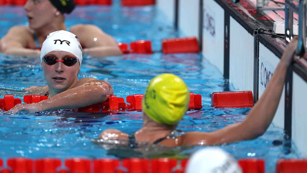 Katie Ledecky's time of 4:02.19 led the field in the women's 400m freestyle heats.