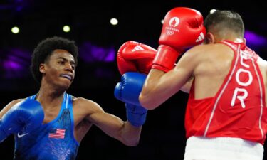 Roscoe Hill boxing at the Paris Olympics