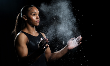 Shilese Jones with chalky hands