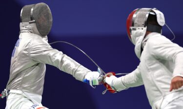 Hungarian Aron Szilagyi fencing against Canadian Fares Arfa