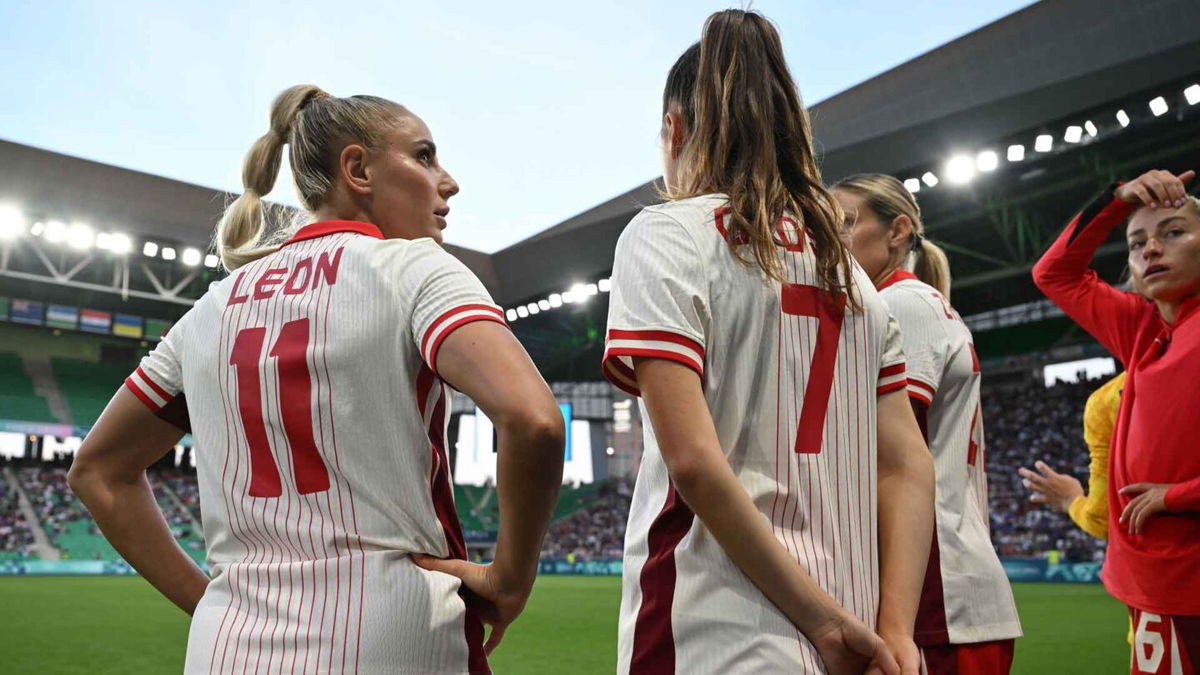 Canada players stand before a match