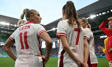 Canada players stand before a match