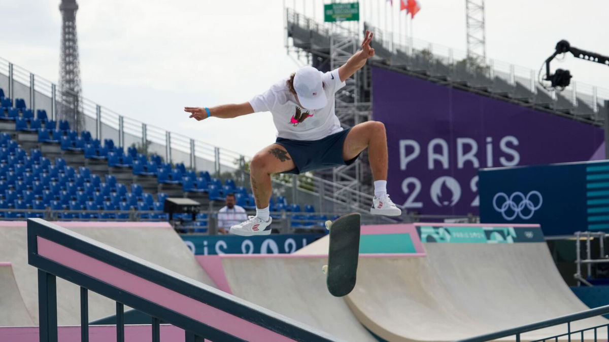 Men's street skateboarding practice