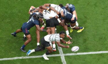 Jerry Tuwai picks the ball out of a scrum.