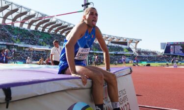 Italy's Gianmarco Tamberi reacts after a jump in the men's high jump final during the 2022 World Athletics Championships in Eugene.