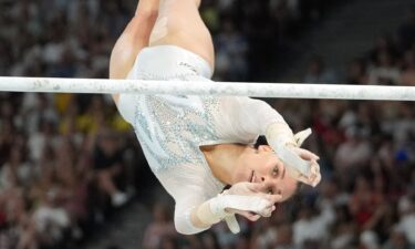 Giorgia Villa of Italy competes on the uneven bars during the women’s team final at the 2024 Paris Olympics.