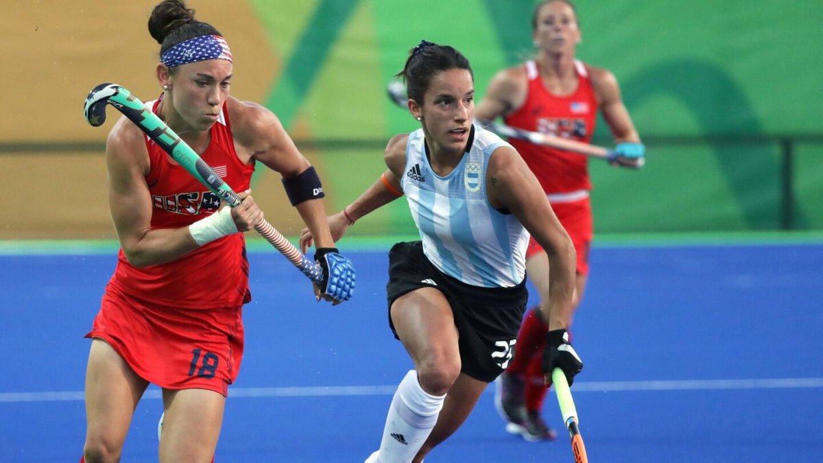 Maria Pilar Campoy of Argentina faces off against the U.S. during the 2016 Olympics in Rio de Janeiro