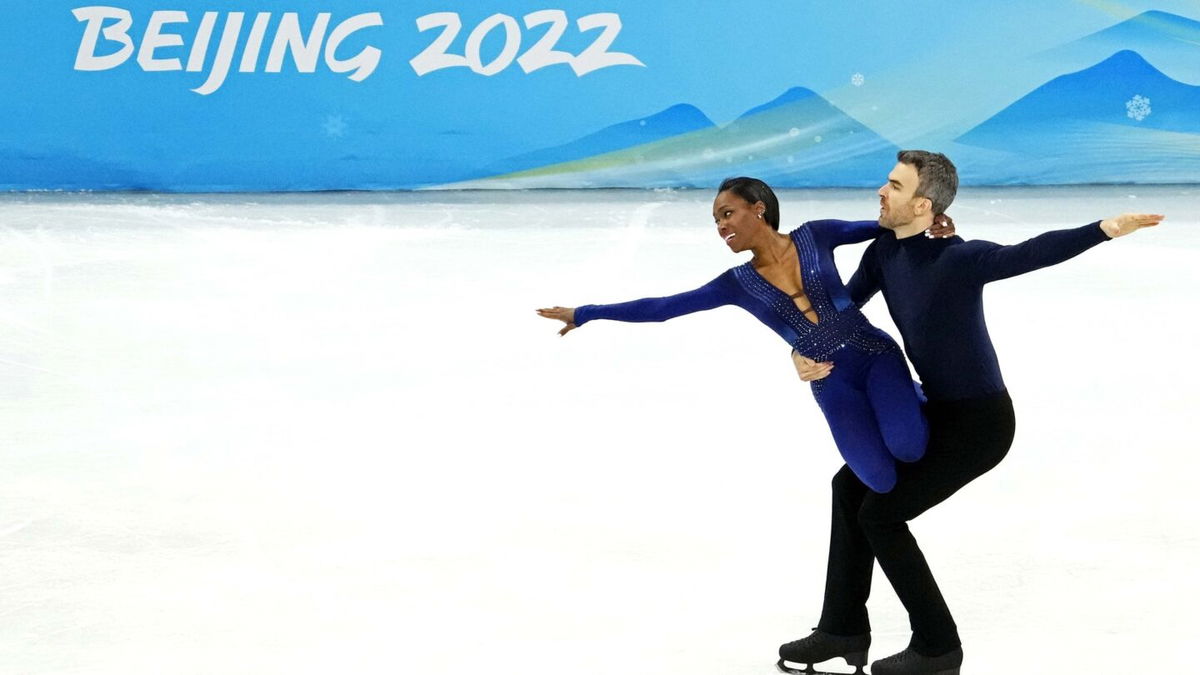 Canada's Vanessa James and Eric Radford during the figure skating mixed pairs free program during the Beijing 2022 Olympic Winter Games.