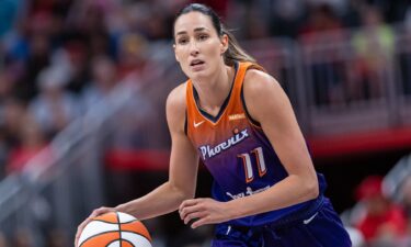 Phoenix Mercury player Rebecca Allen dribbles during a game