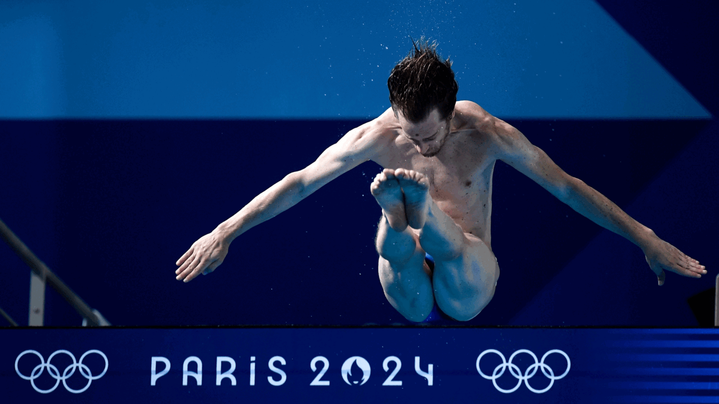 Gary Hunt dives for France at the 2024 Paris Olympics