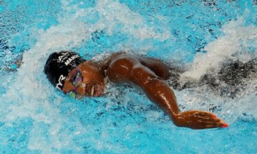 Simone Manuel swims in the Women’s 100m Freestyle prelims during the U.S. Olympic Team Trials Swimming competition at CHI Health Center Omaha.