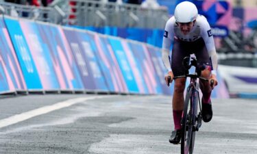 Chloe Dygert (USA) in the women's individual time trial road cycling during the Paris 2024 Olympic Summer Games at Grand Palais-Pont Alexandre III