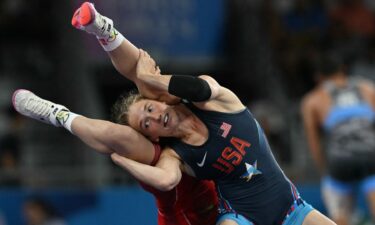 Sarah Hildebrandt wrestling during the 2024 Paris Olympics