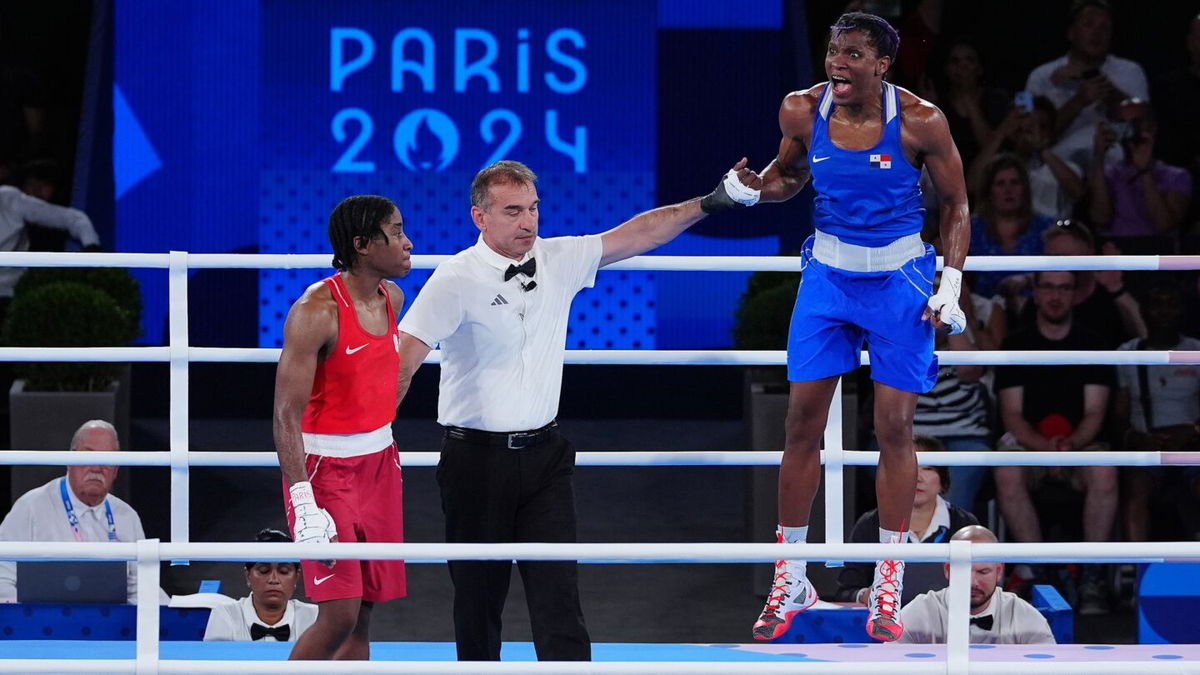 Atheyna Bylon of Panama after winning her boxing semifinal