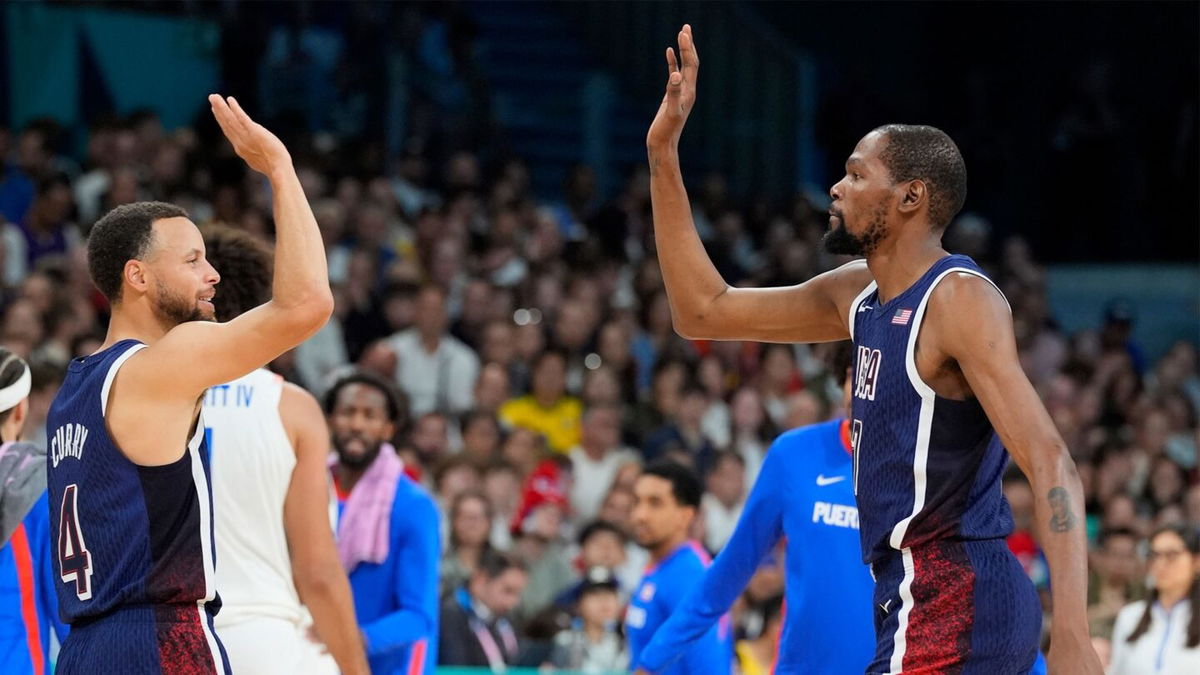 Kevin Durant and Steph Curry at the 2024 Paris Olympic Games