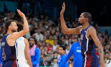 Kevin Durant and Steph Curry at the 2024 Paris Olympic Games