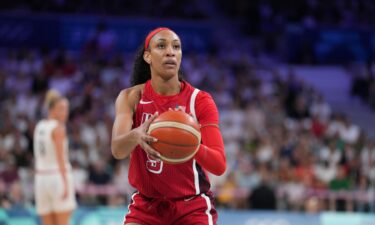 A'ja Wilson shoots free throw vs. Germany