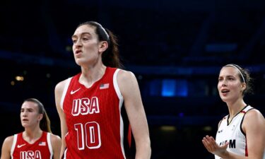 Breanna Stewart reacts after foul vs. Belgium