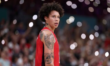 Brittney Griner looks on vs. Germany