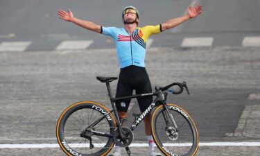 Remco Evenepoel wins gold in the men's road race at the 2024 Paris Games.