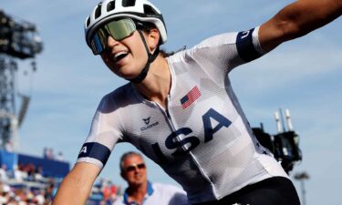 Kristen Faulkner wins the women's road race at the 2024 Paris Games.