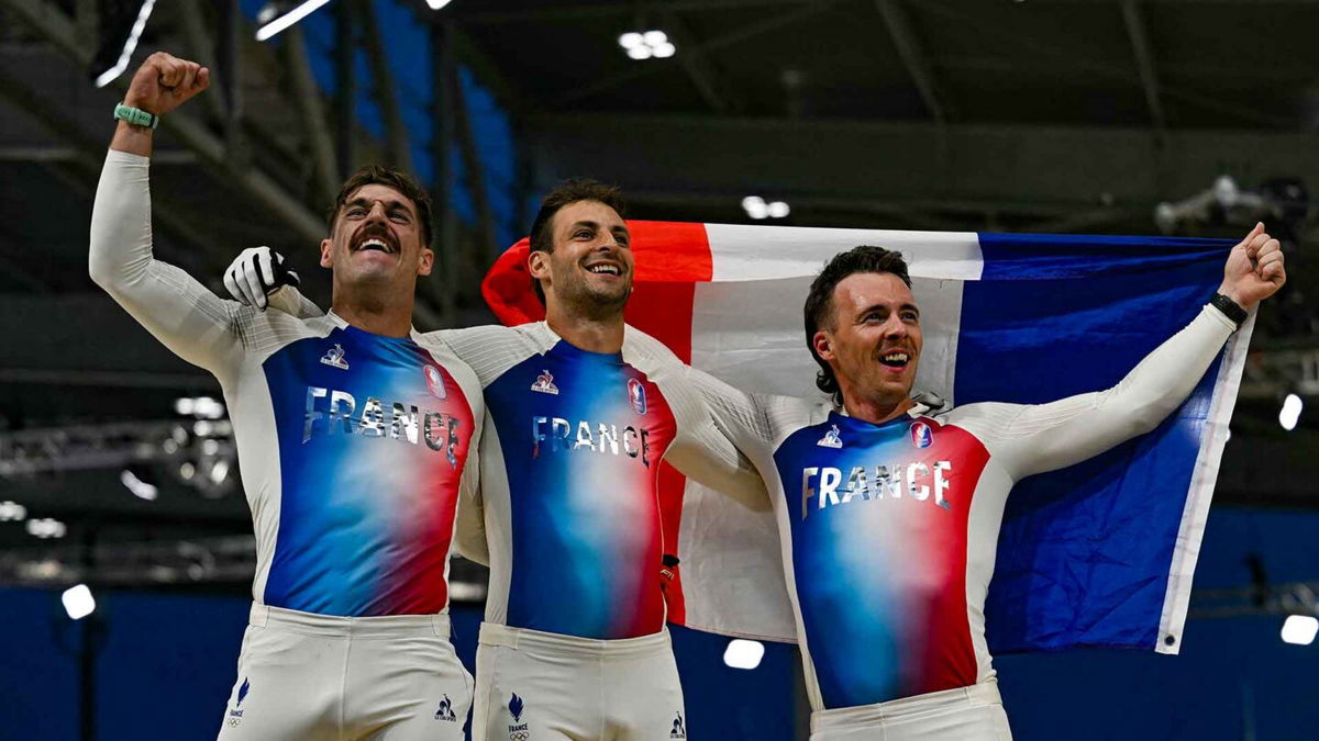 The French swept the podium in the men'x BMX racing event.