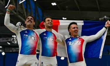 The French swept the podium in the men'x BMX racing event.