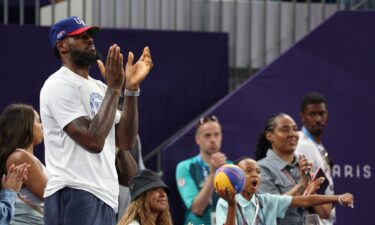 LeBron James cheers on U.S. men's 3x3 team