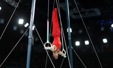 China's Liu Yang competes during the men's ring final at the 2024 Paris Olympics.