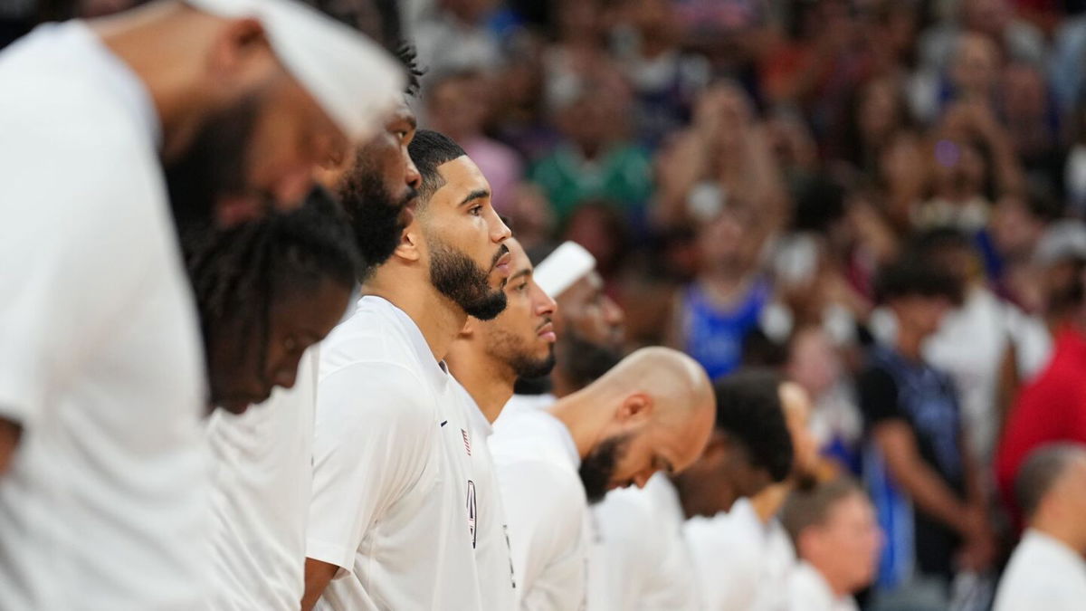 U.S. men's team during National Anthem