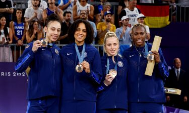 U.S. women's 3x3 team poses with bronze medals