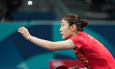 Chen Meng of Team China competes during table tennis women's singles tournament at the 2024 Paris Olympics.