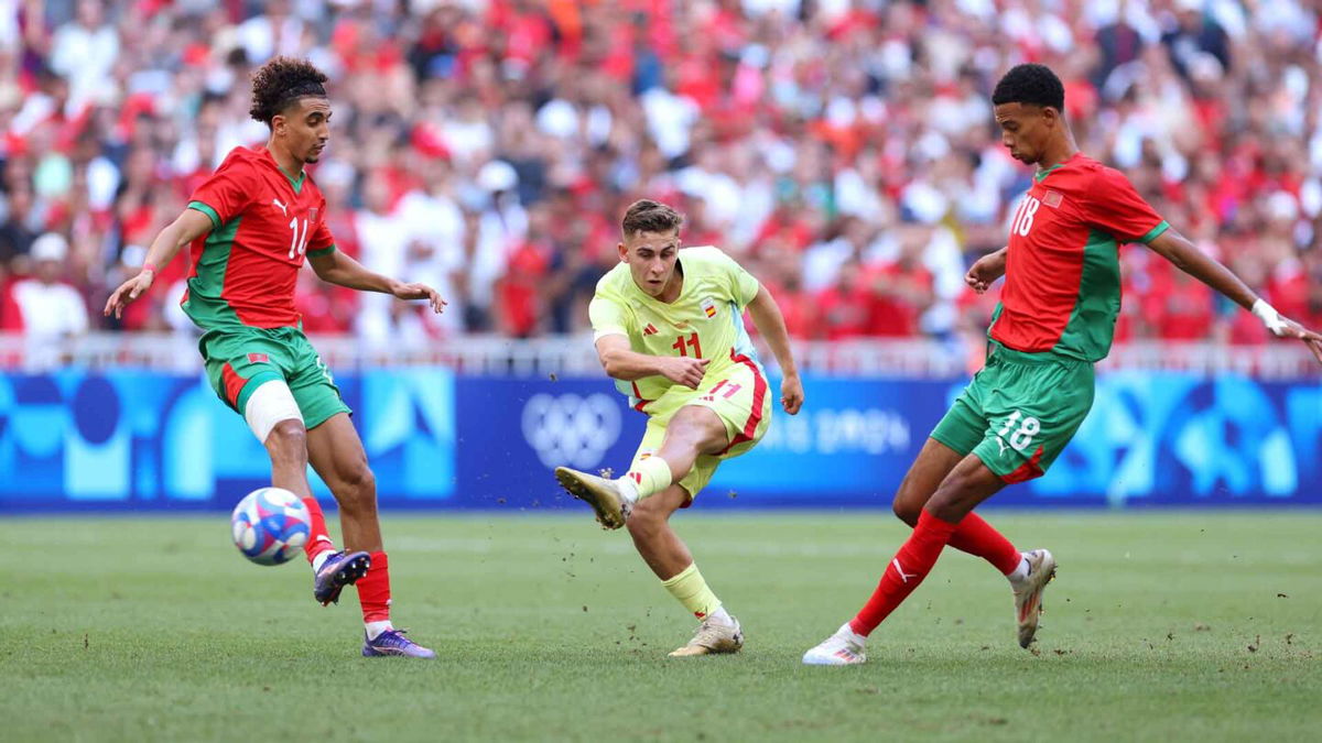 Fermin Lopez takes a shot during a match.