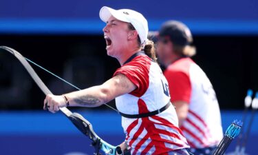 Casey Kaufhold celebrates after winning bronze.