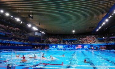 A general view in a water polo group stage match between USA and Greece during the 2024 Paris Olympics.