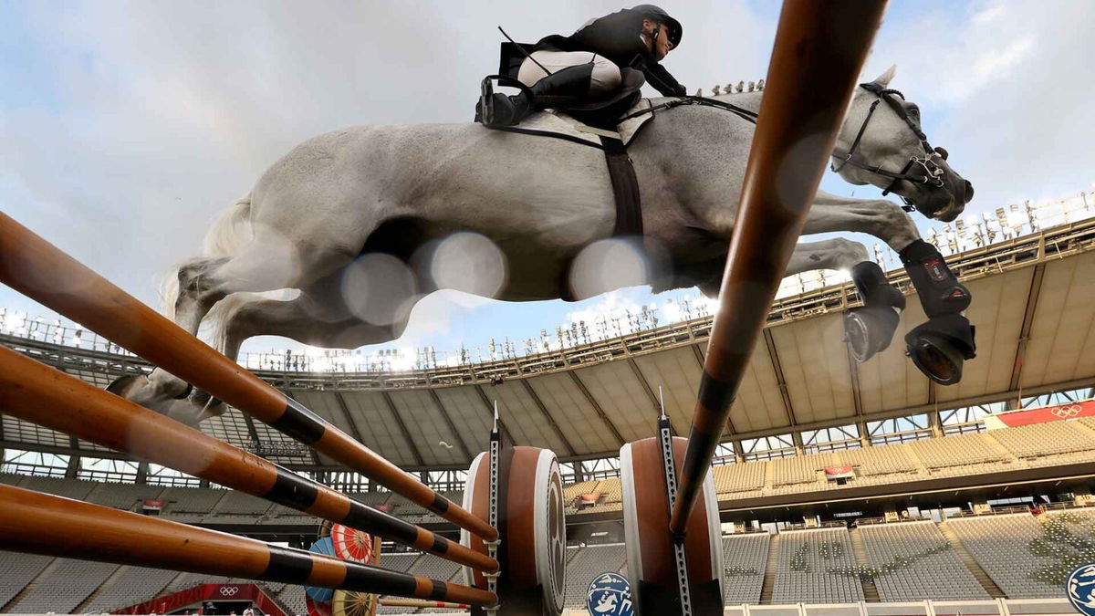 Laura Asadauskaite competes at the Tokyo Games.