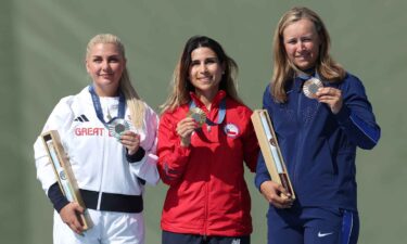 Austen Smith poses with her bronze medal.