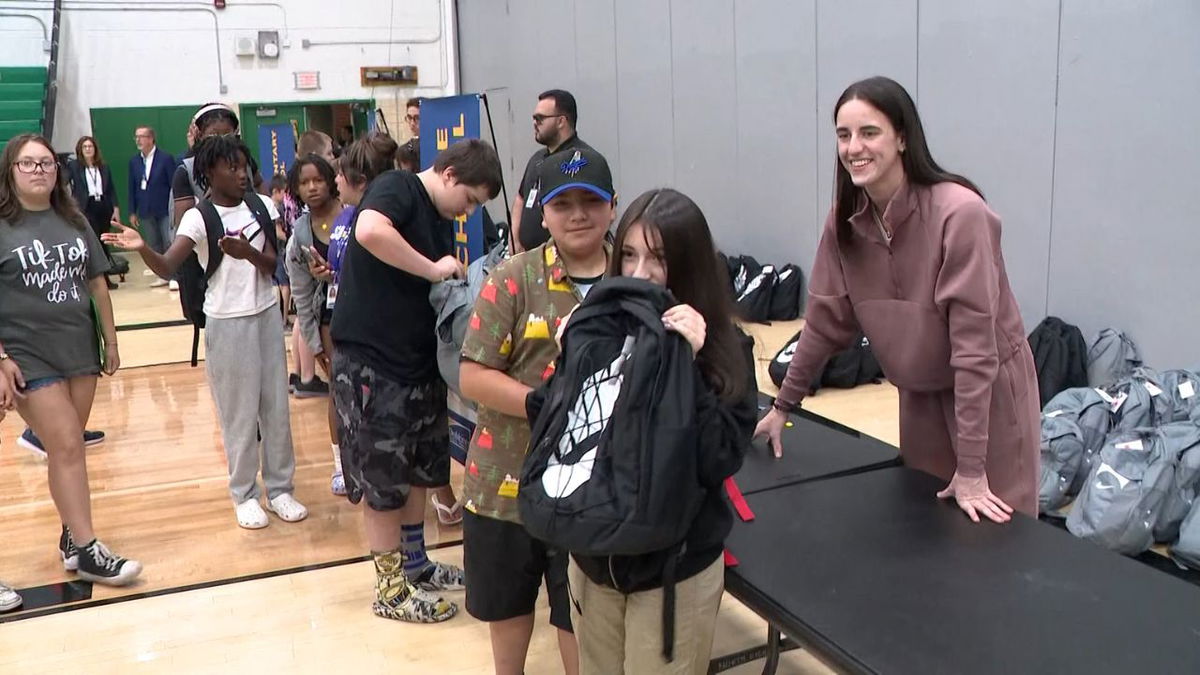 WNBA star Caitlin Clark surprises students with Back to School backpacks -  KYMA