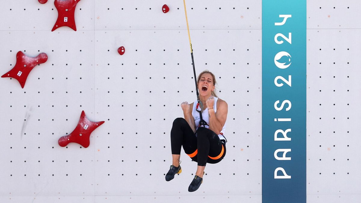 Aleksandra Miroslaw celebrates