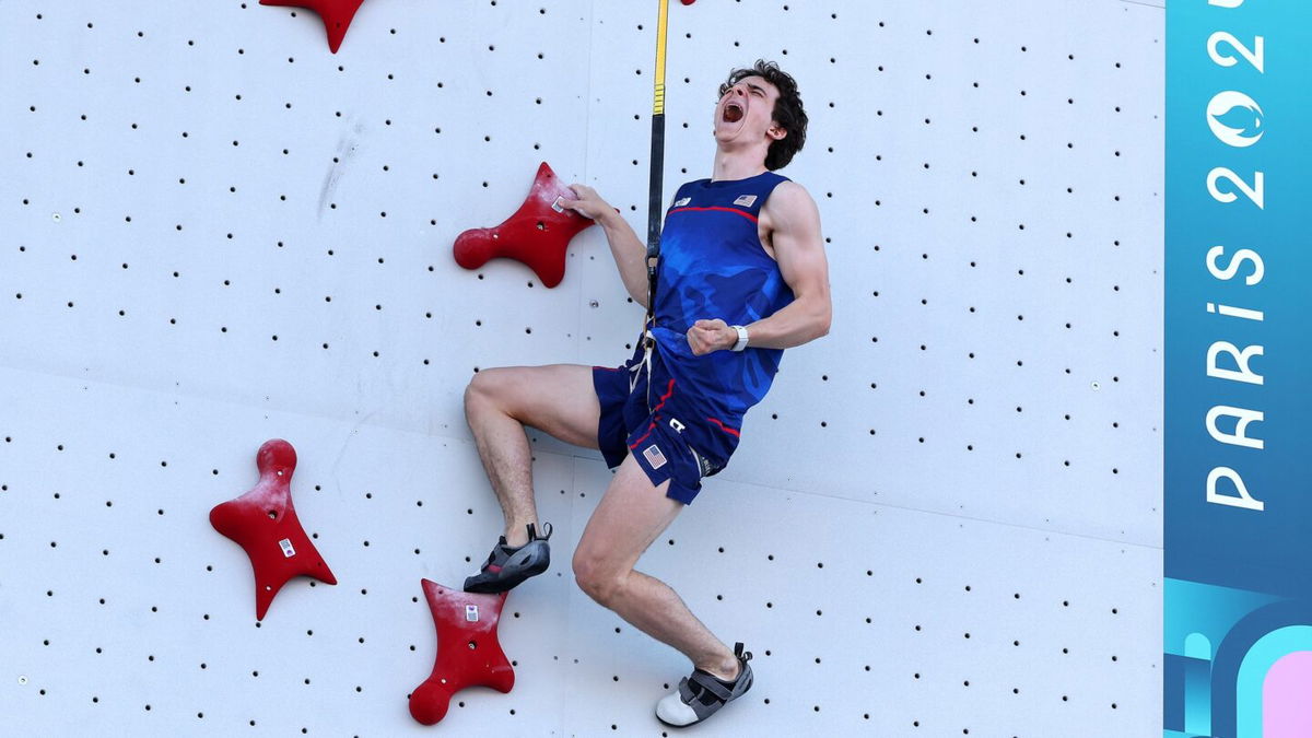 Sam Watson celebrates breaking the men's speed world record