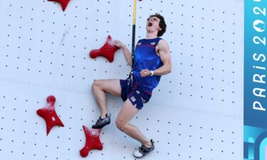 Sam Watson celebrates breaking the men's speed world record