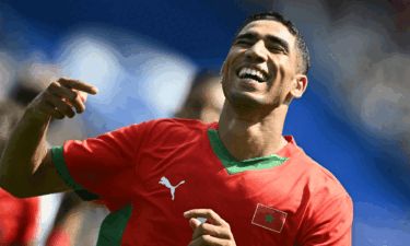 Achraf Hakimi gleefully celebrates his goal for Morocco vs the United States