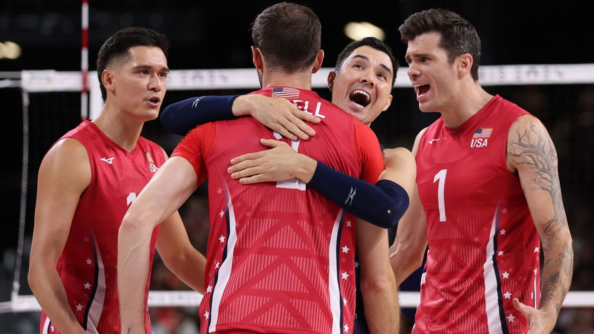 Erik Shoji of the United States reacts during the Men's Preliminary Round - Pool C match between the United States and Japan on day seven of the Olympic Games.