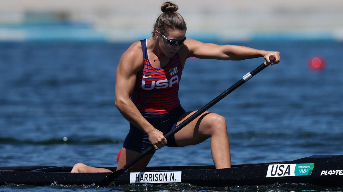 Nevin Harrison of the United States competes during the women's canoe single 200m semifinal 2 on day 13 of the Tokyo 2020 Olympics at Sea Forest Waterway on August 05