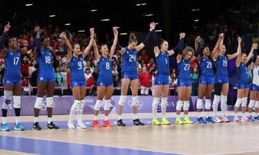 Italy athletes look on prior to a Women's Semifinals match against Team Türkiye on day thirteen of the Paris Olympic Games