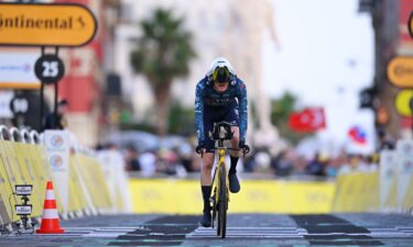 Matteo Jorgenson of The United States and Team Visma | Lease a Bike crosses the finish line during the 111th Tour de France 2024