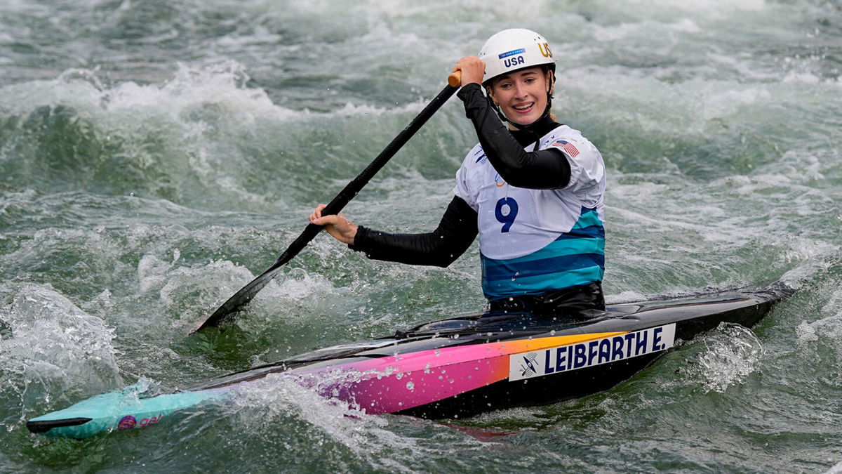 Evy Leibfarth of Team United States during the Paris 2024 Olympic Summer Games at Vaires-sur-Marne Nautical Stadium.